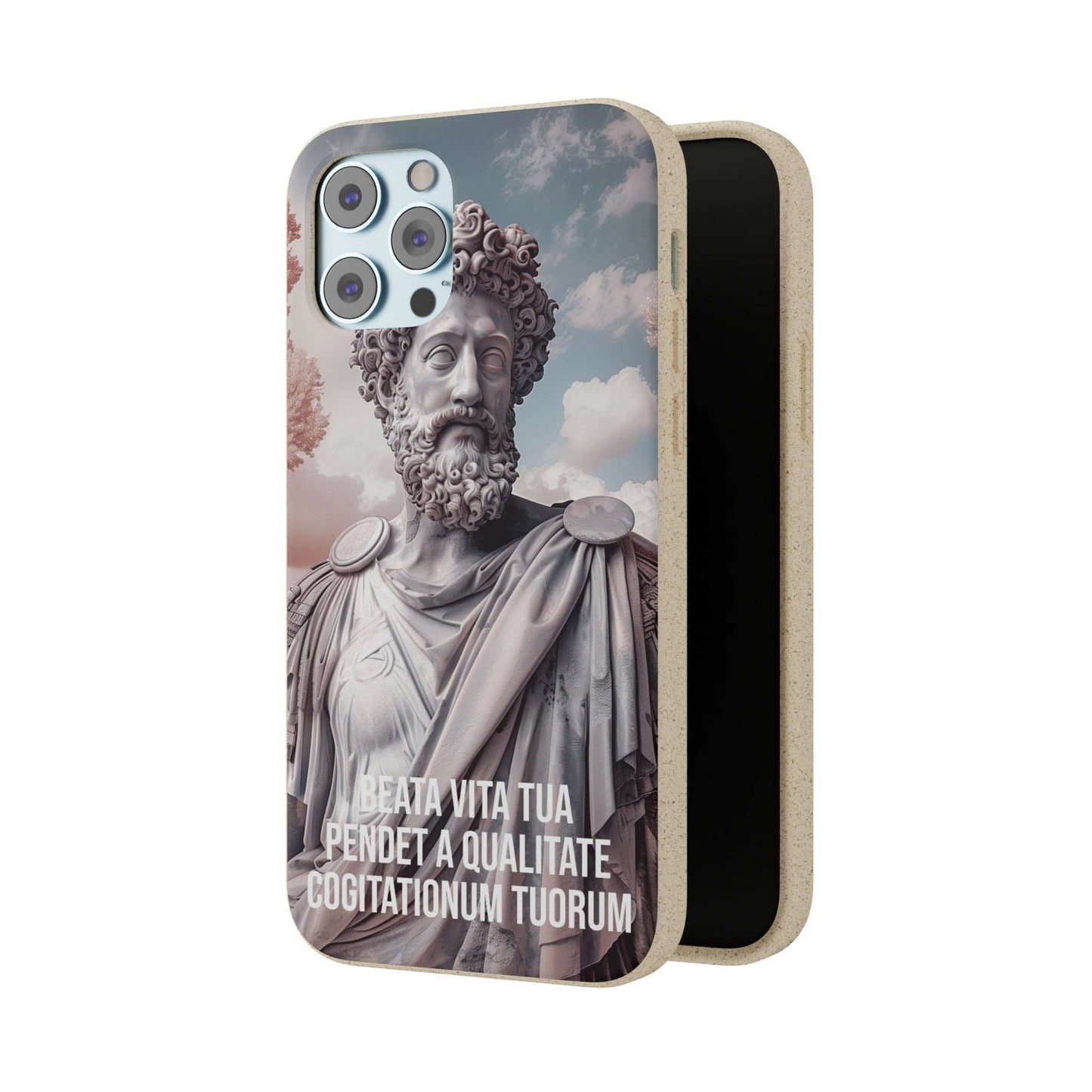 Eco-friendly Marcus Aurelius quote phone case made from bamboo fiber