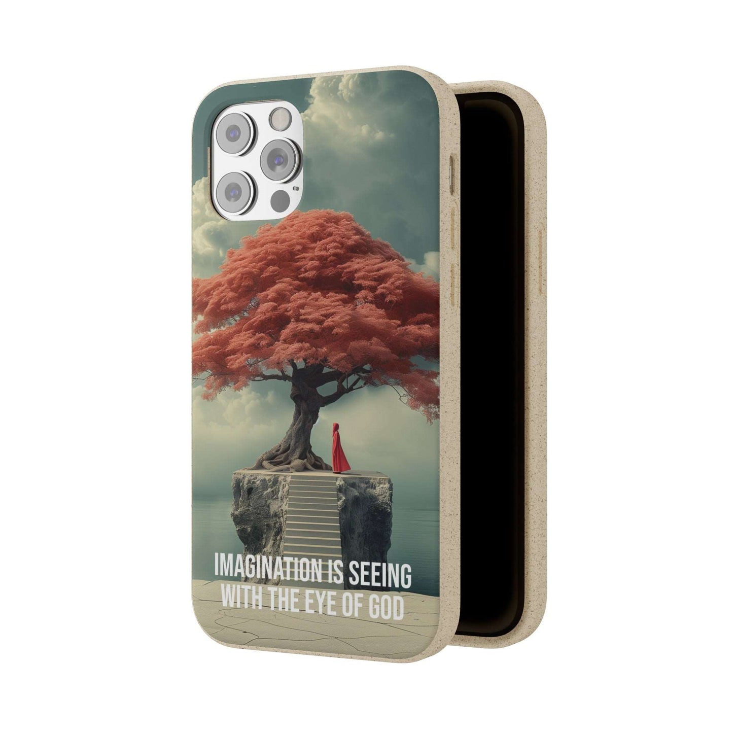 Biodegradable phone case with inspirational quote "Imagination is seeing with the eye of God" by Neville Goddard.