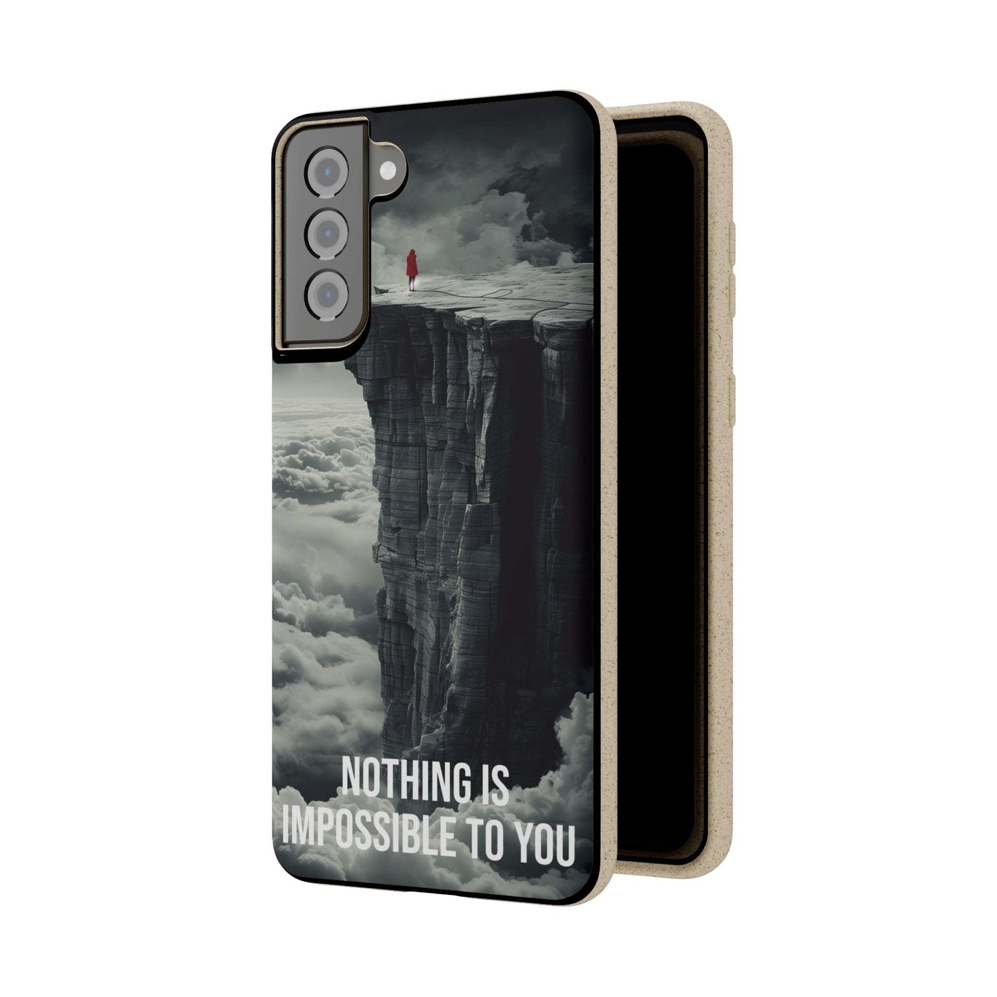 Eco-friendly motivational phone case with "Nothing is Impossible to You" quote