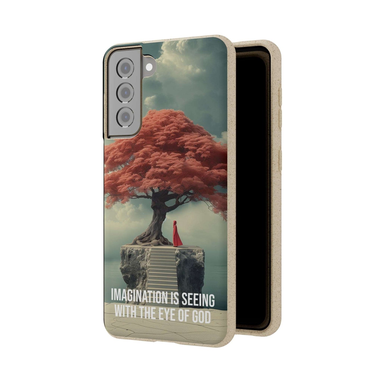 Biodegradable phone case with inspirational quote "Imagination is seeing with the eye of God" by Neville Goddard.