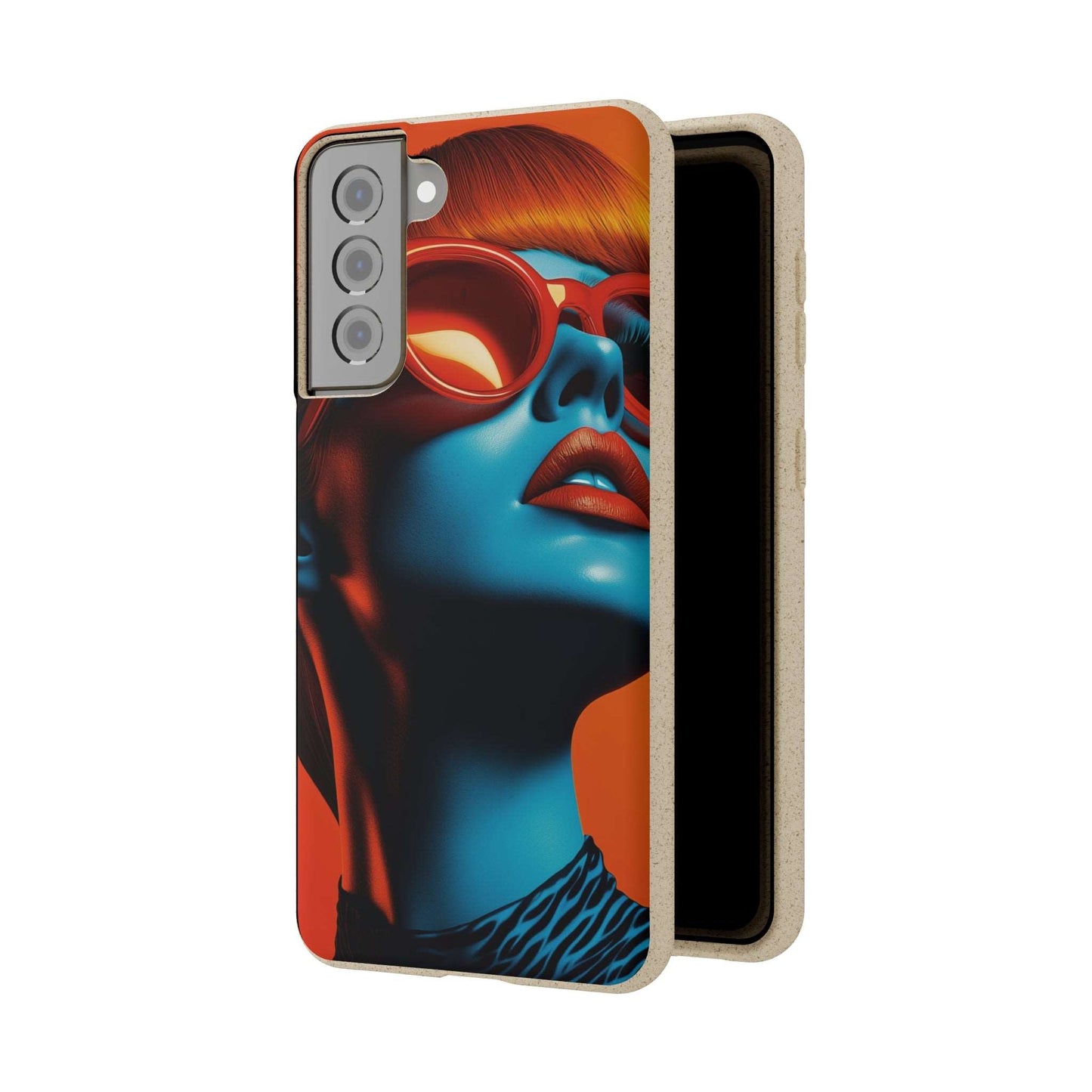 Kilkenny Modern Global Portrait phone case with a red-haired woman, biodegradable, zero-waste, and wireless charging compatible