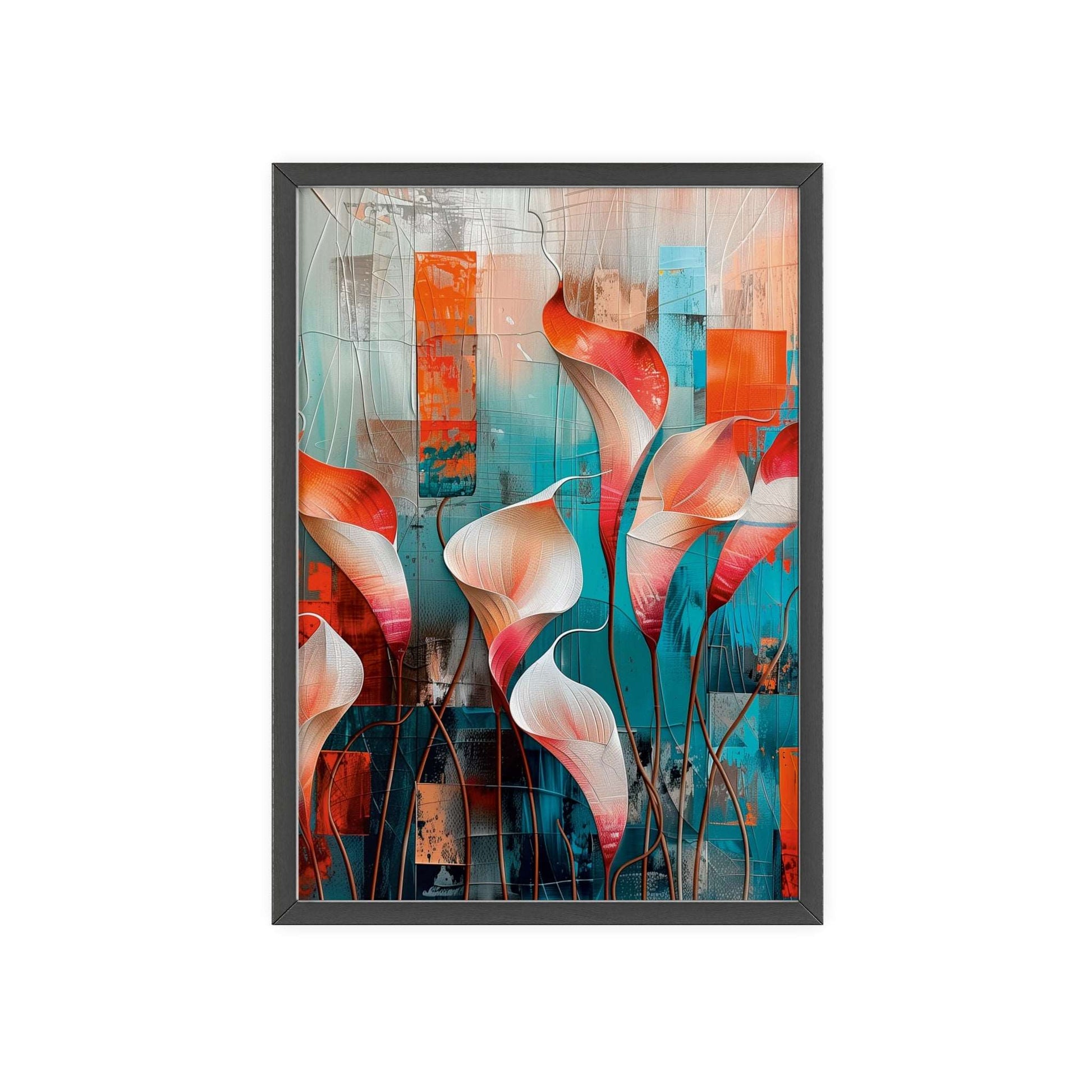 Modern abstract Calla Lilies framed print from Flower Parade collection