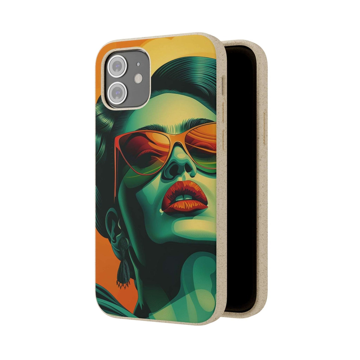 Biodegradable phone case with Frida Kahlo portrayed as a glamorous 40's diva.