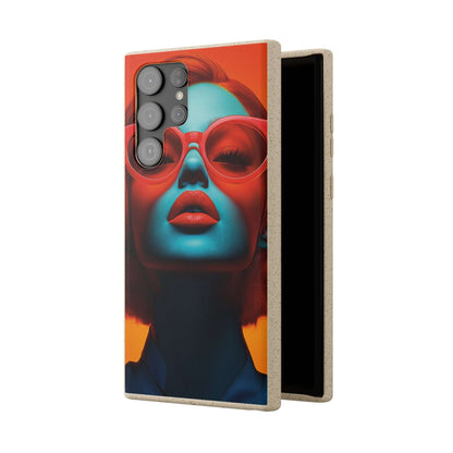 Paris Modern Global Portrait phone case with a ginger-haired woman, biodegradable, eco-friendly, and wireless charging compatible.