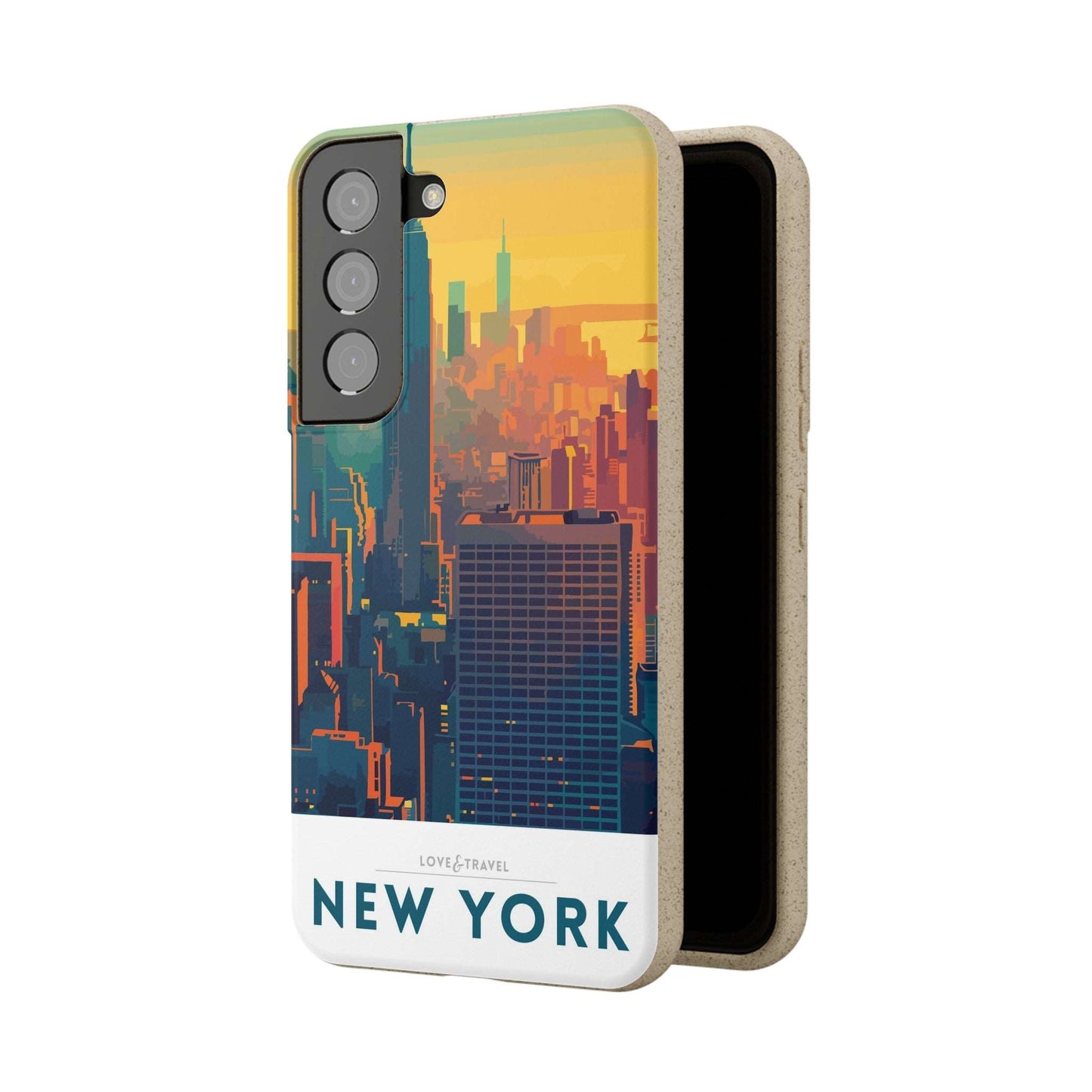 Eco-friendly New York-themed phone case made from bamboo fiber