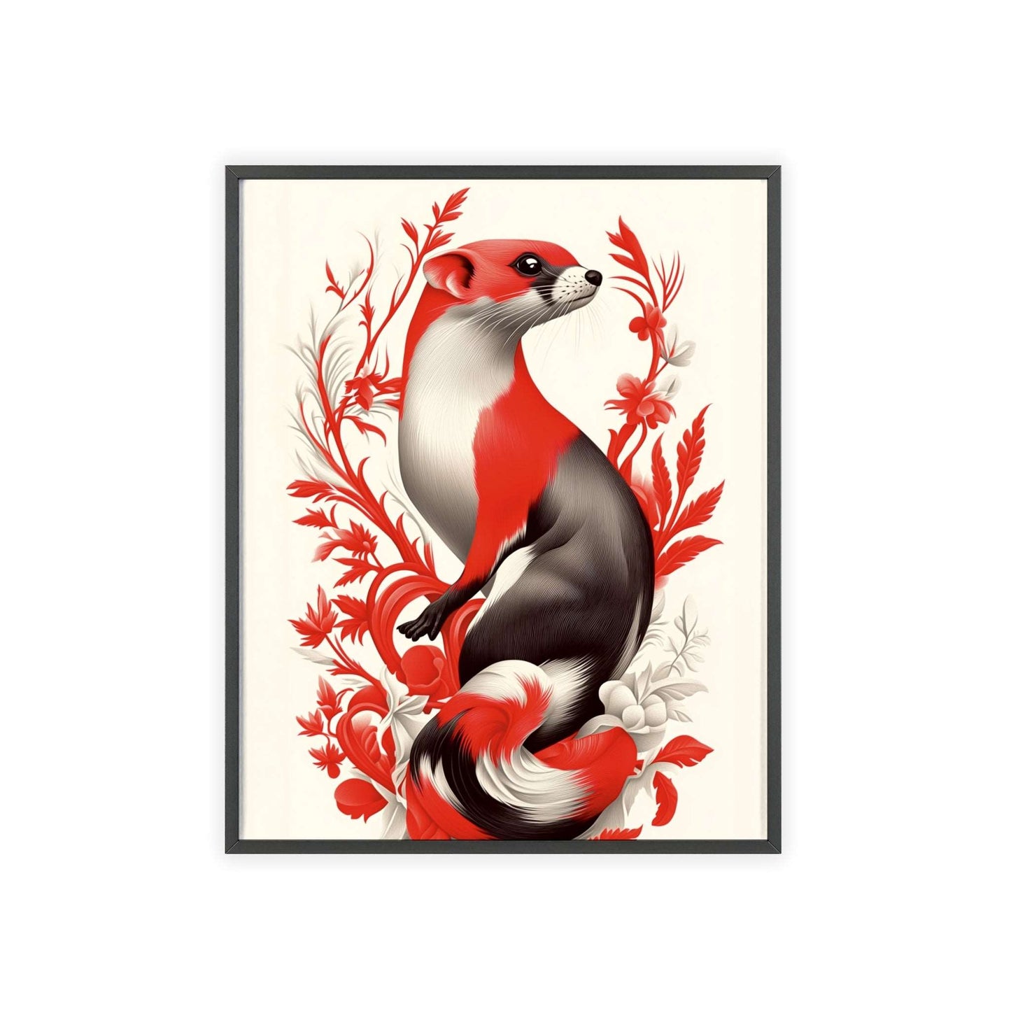 Framed poster of a stylized weasel