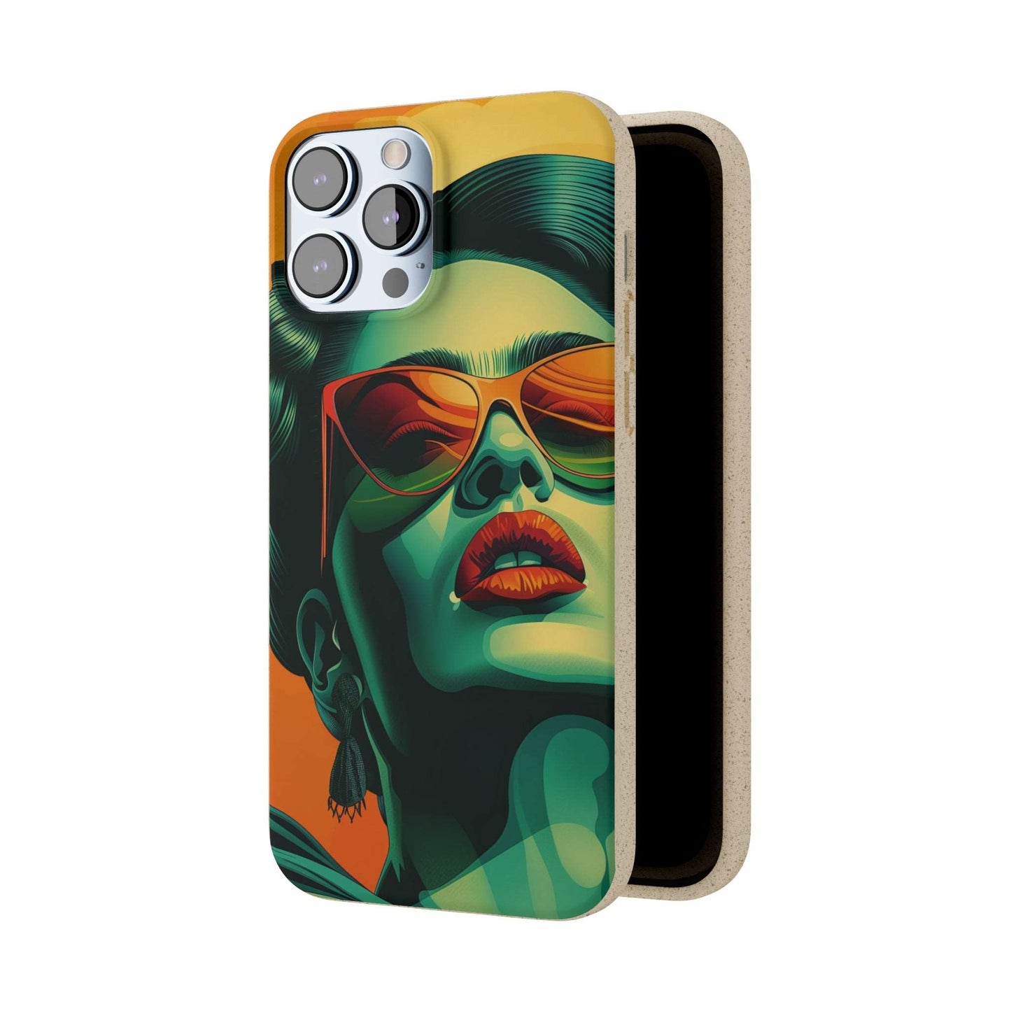 Biodegradable phone case with Frida Kahlo portrayed as a glamorous 40's diva.