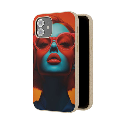 Paris Modern Global Portrait phone case with a ginger-haired woman, biodegradable, eco-friendly, and wireless charging compatible.