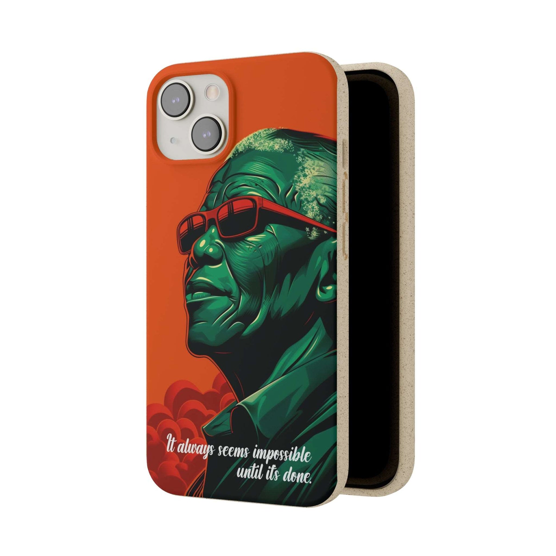 Eco-friendly Nelson Mandela quote phone case made from bamboo fiber