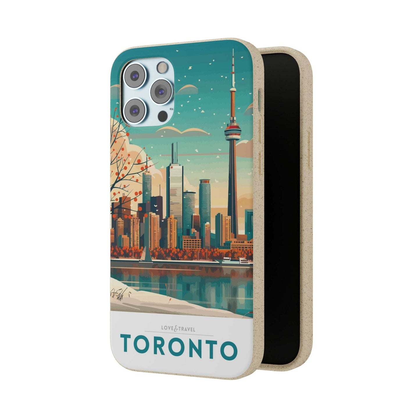 Eco-friendly Toronto-themed phone case made from bamboo fiber