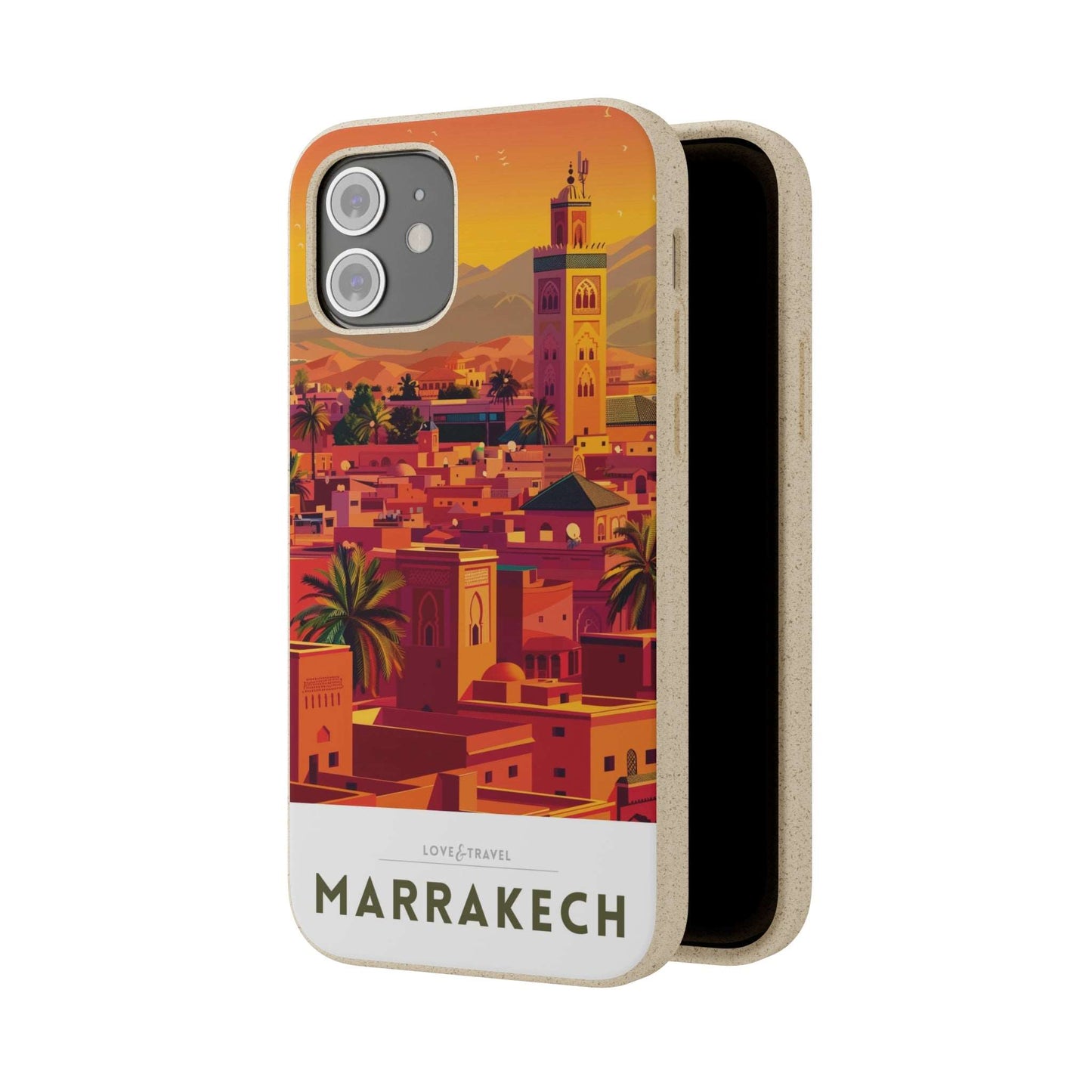 Eco-friendly Marrakech-themed phone case made from bamboo fiber