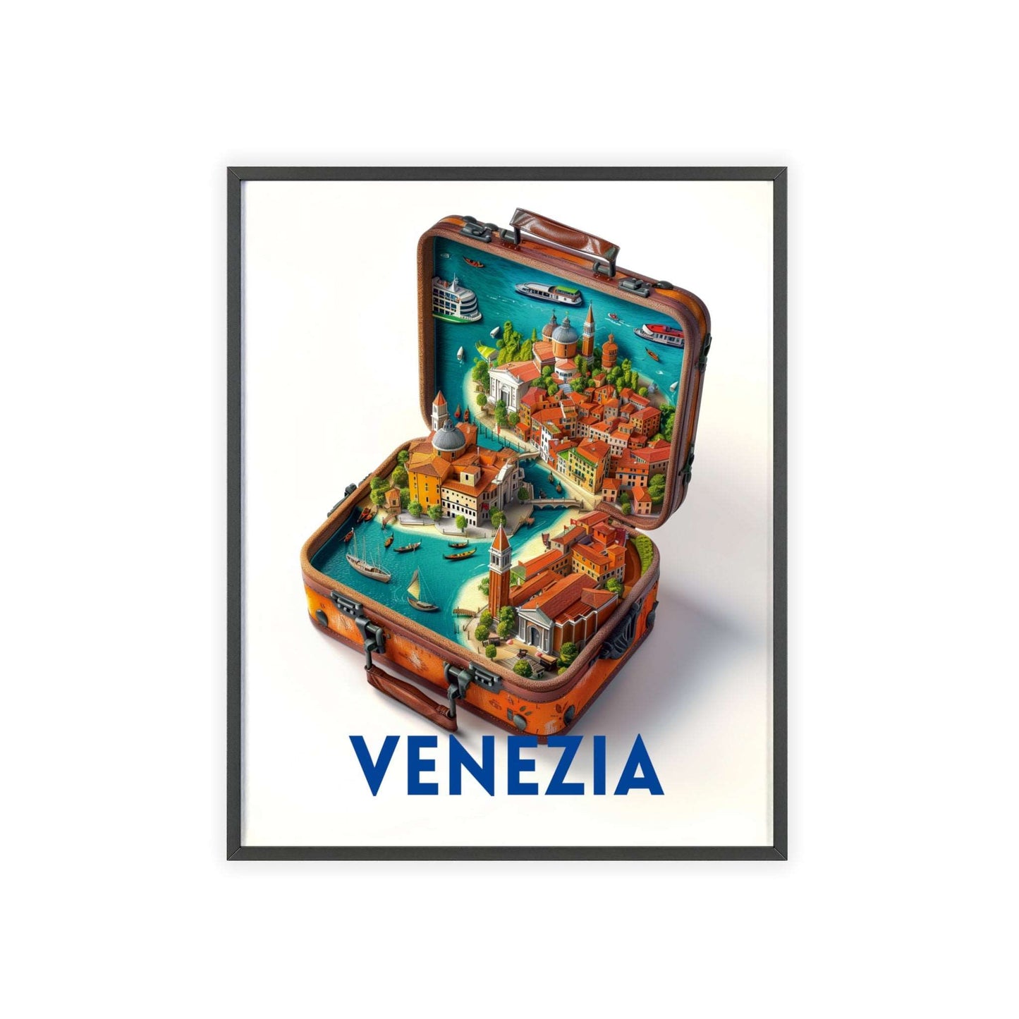 Venice in a Suitcase wall art, a chic travel poster for elegant home decor