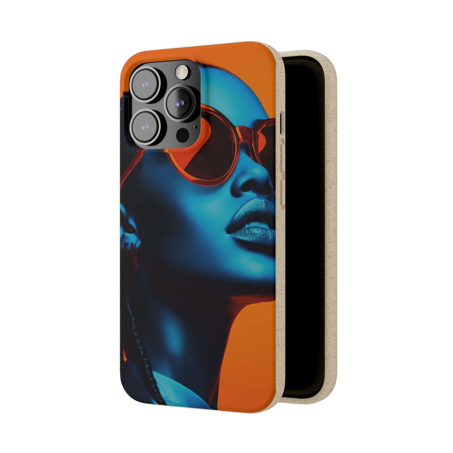 Habana Modern Global Portrait phone case featuring a radiant Black woman, biodegradable, eco-friendly, and wireless charging compatible.