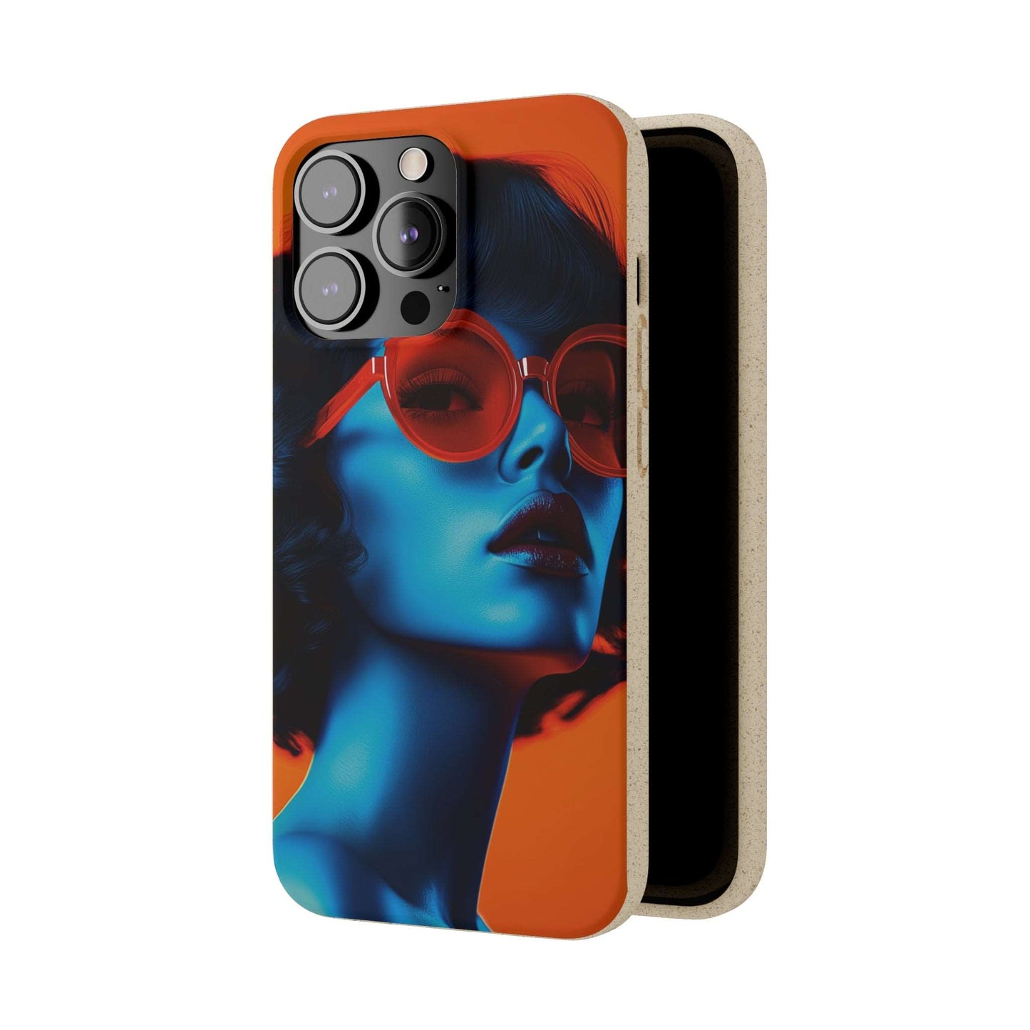 Roma Modern Global Portrait phone case with a young woman, biodegradable, eco-friendly, and wireless charging compatible.