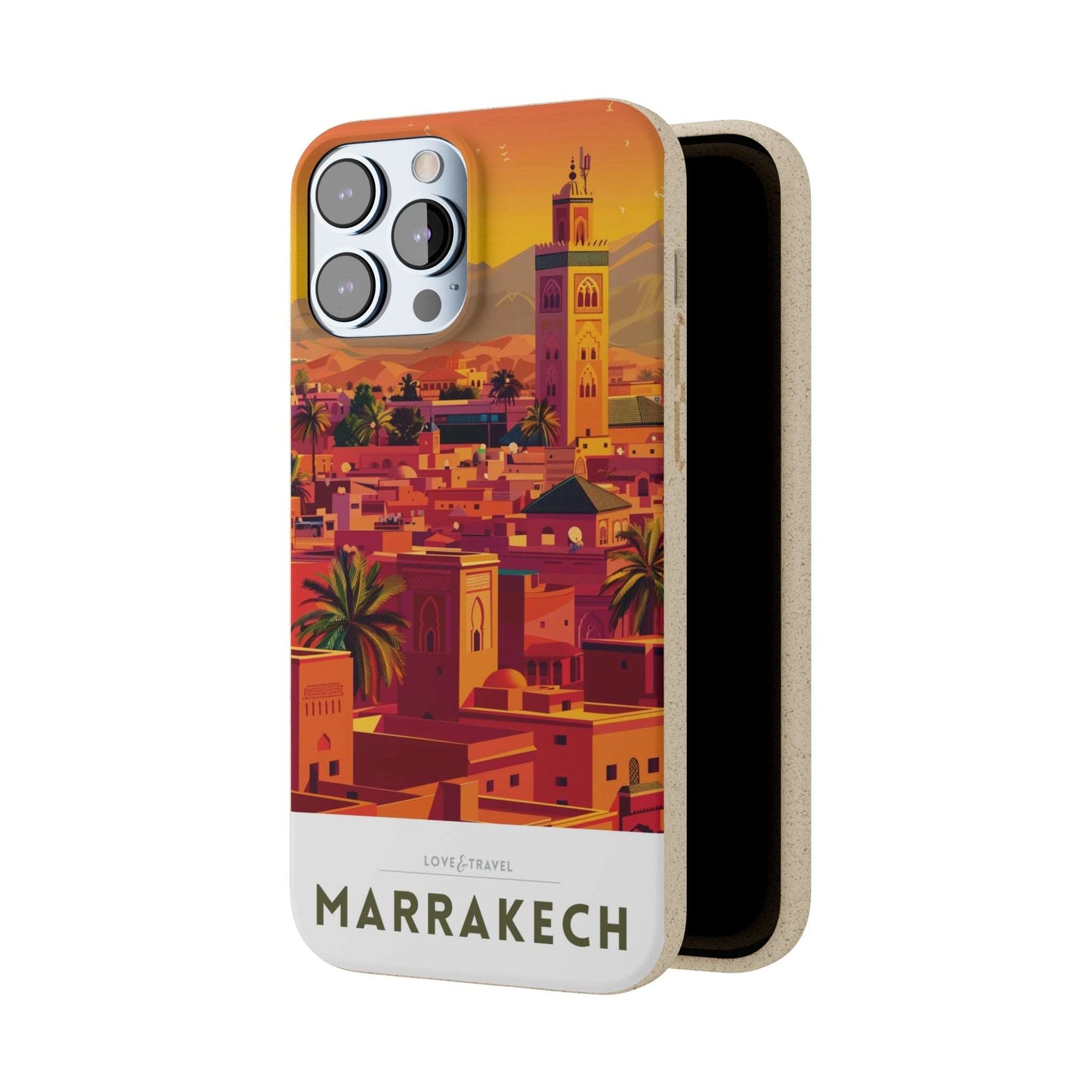 Eco-friendly Marrakech-themed phone case made from bamboo fiber