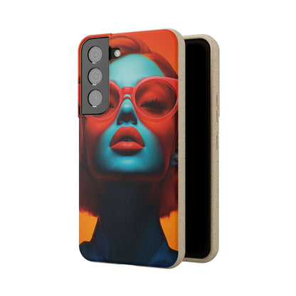 Paris Modern Global Portrait phone case with a ginger-haired woman, biodegradable, eco-friendly, and wireless charging compatible.