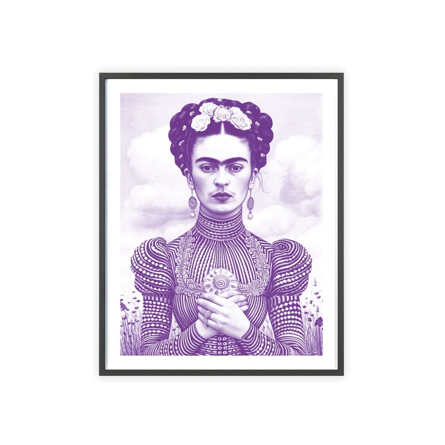 Must-Have Frida Portrait! Modern wall art in vibrant violet. Add a touch of elegance to your home decor. Shop now!