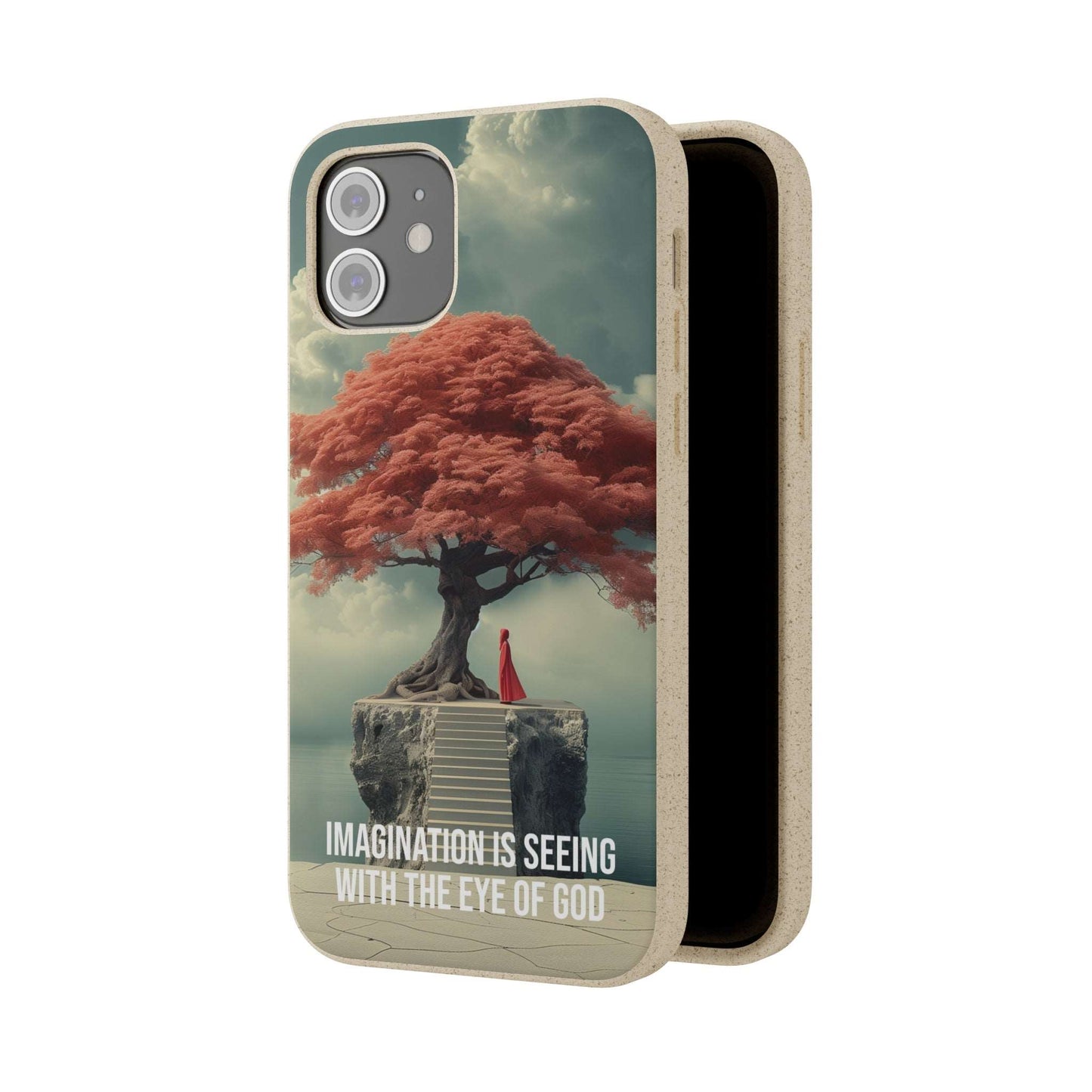 Biodegradable phone case with inspirational quote "Imagination is seeing with the eye of God" by Neville Goddard.