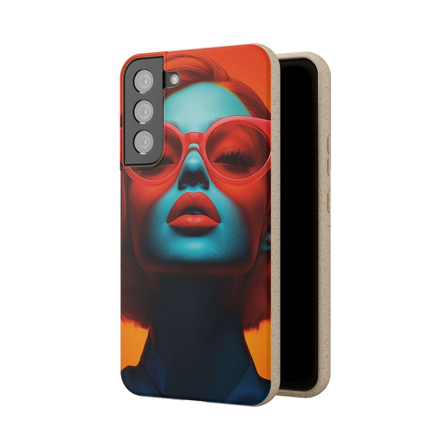 Paris Modern Global Portrait phone case with a ginger-haired woman, biodegradable, eco-friendly, and wireless charging compatible.