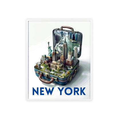 New York in a Suitcase. Elegant Travel Poster for Timeless Home Decor