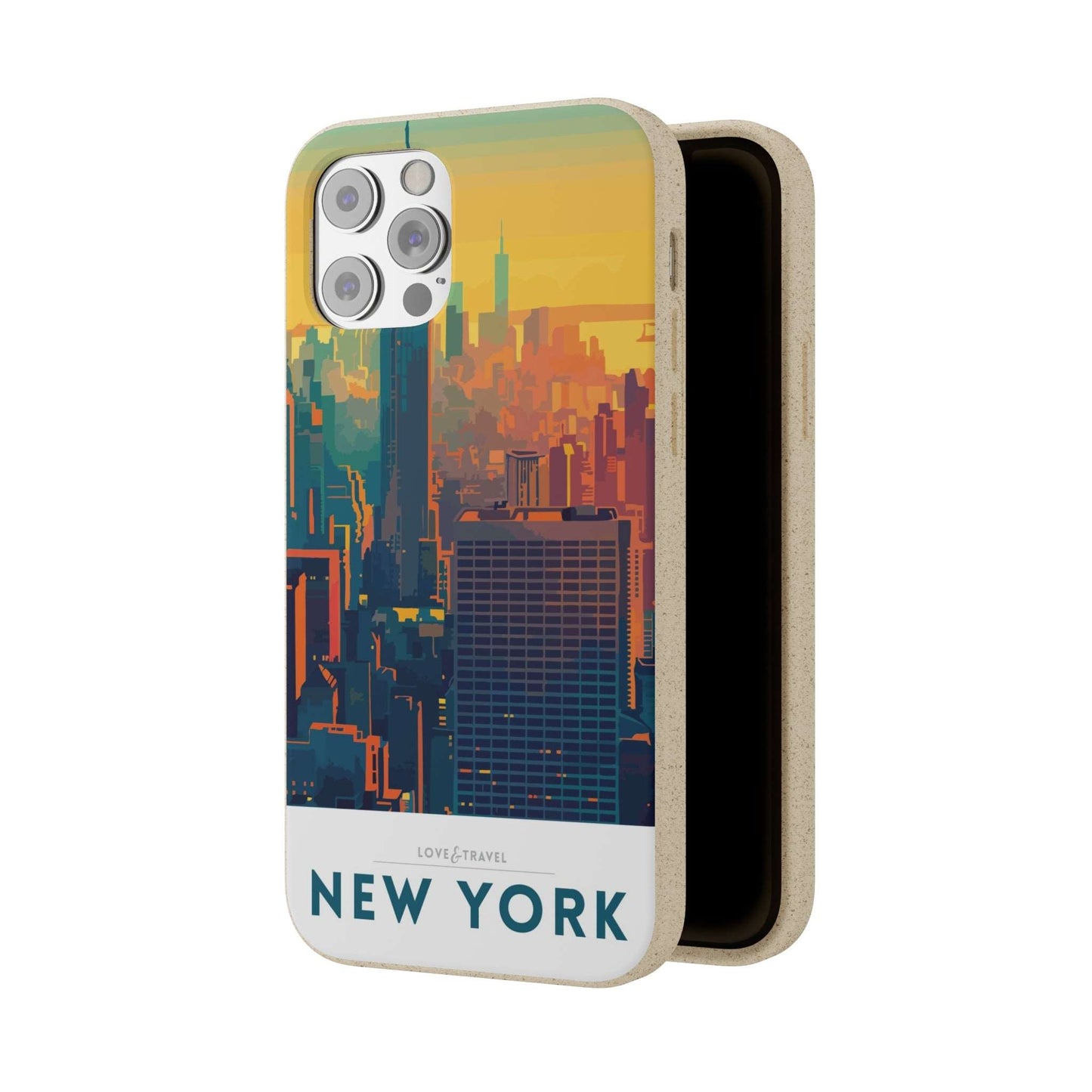 Eco-friendly New York-themed phone case made from bamboo fiber