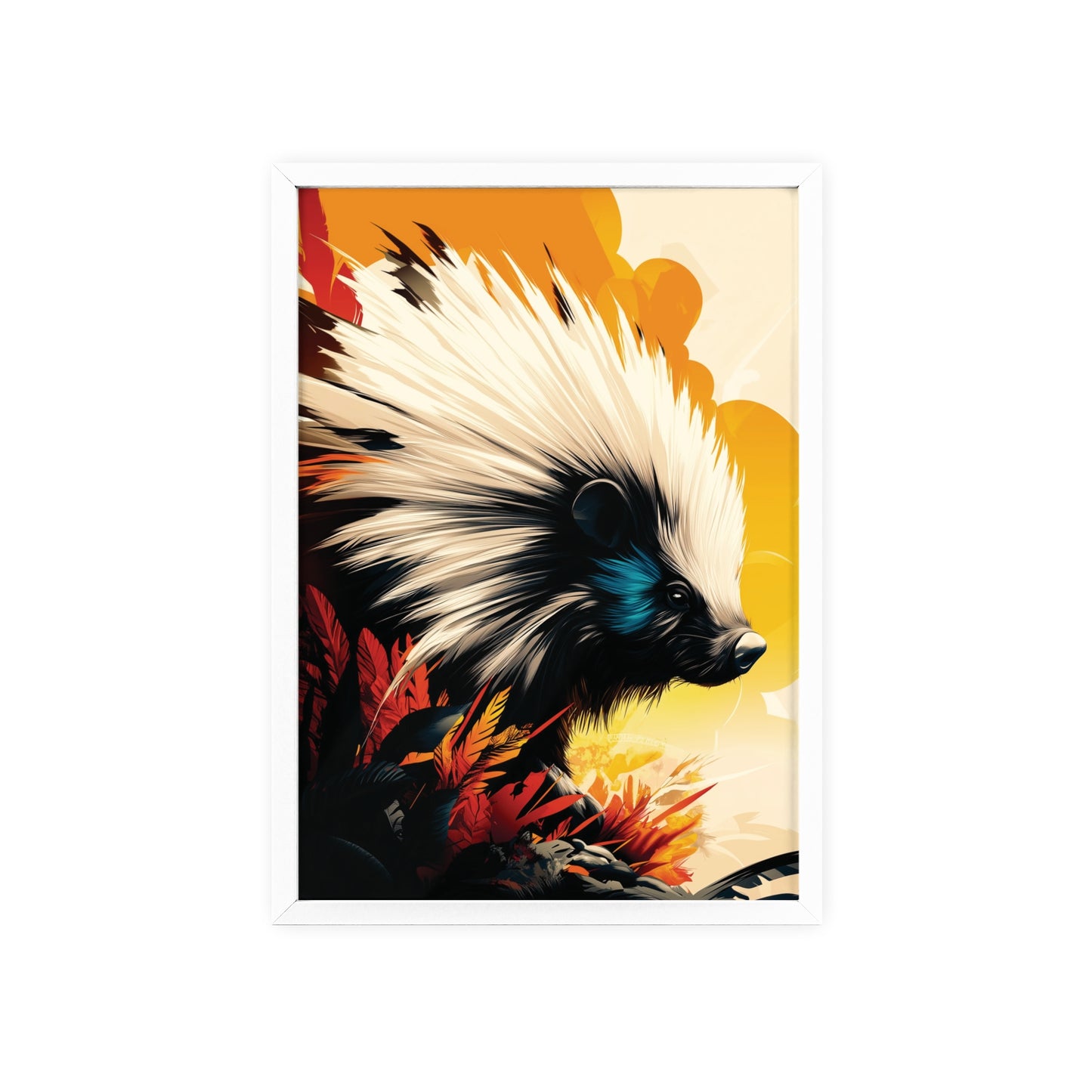 Framed Mystical Pop poster featuring a bold and colorful digital illustration of a porcupine.