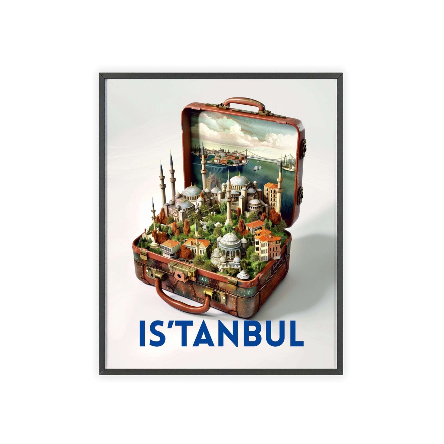 Elegant Istanbul in a Suitcase travel poster featuring iconic landmarks, inspiring wanderlust and a love for timeless travel