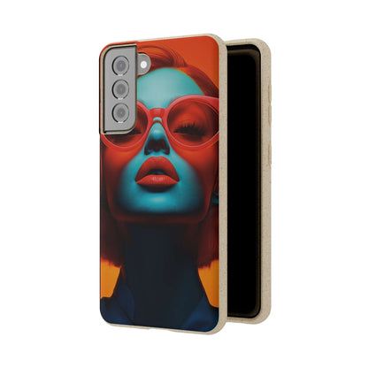 Paris Modern Global Portrait phone case with a ginger-haired woman, biodegradable, eco-friendly, and wireless charging compatible.