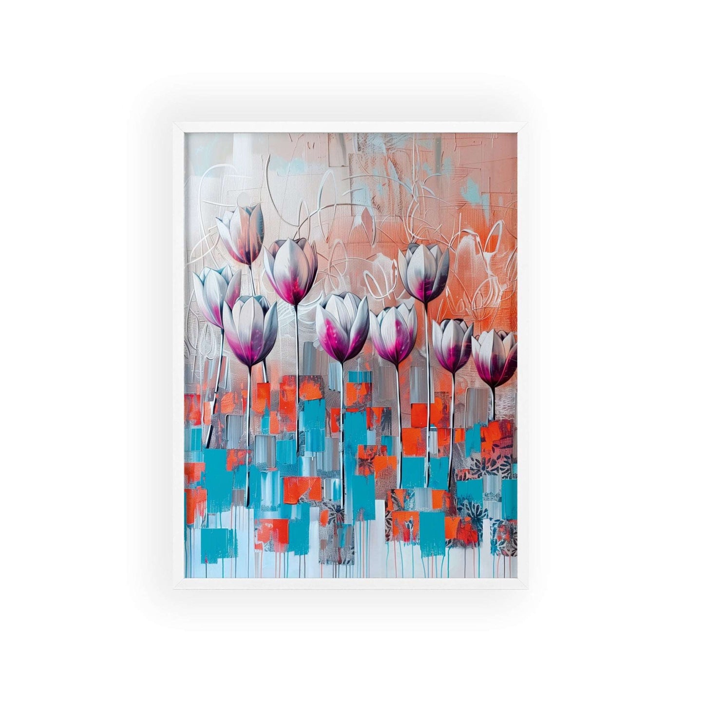 Modern abstract Tulips framed print from Flower Parade collection