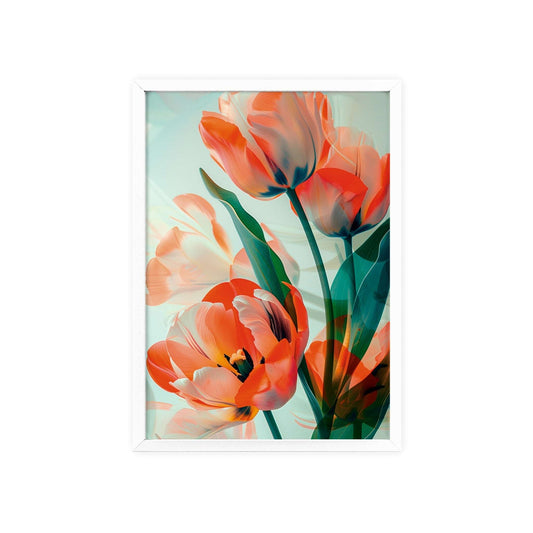 Orange Tulips Framed Wall Art - Modern Floral Prints for Home Decor