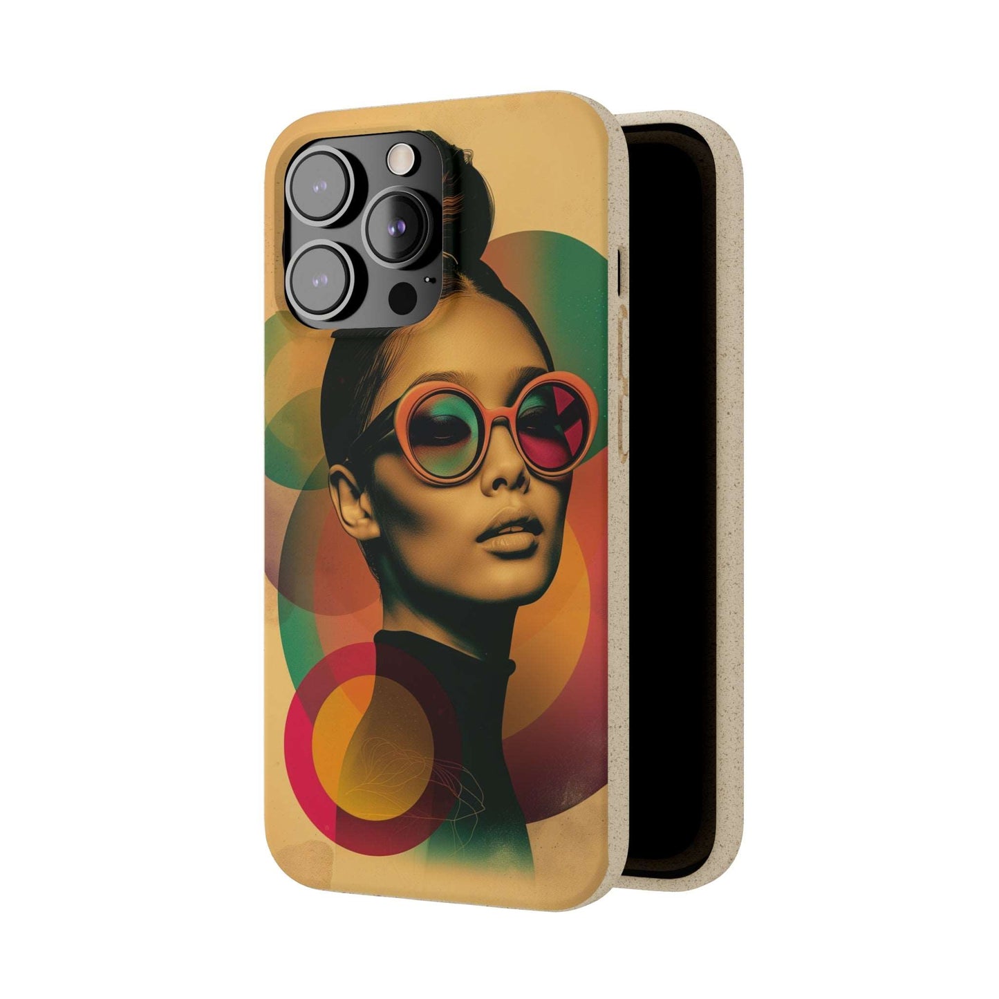 Eco-friendly Beijing-themed phone case with a retro portrait design and biodegradable materials, compatible with iPhone and Samsung.