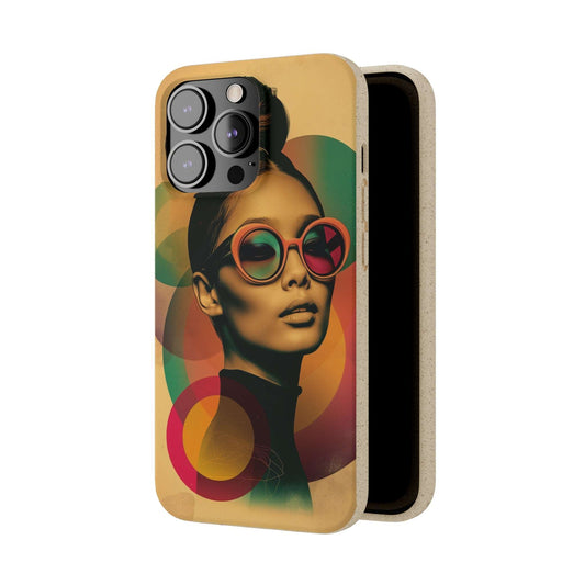 Eco-friendly Beijing-themed phone case with a retro portrait design and biodegradable materials, compatible with iPhone and Samsung.