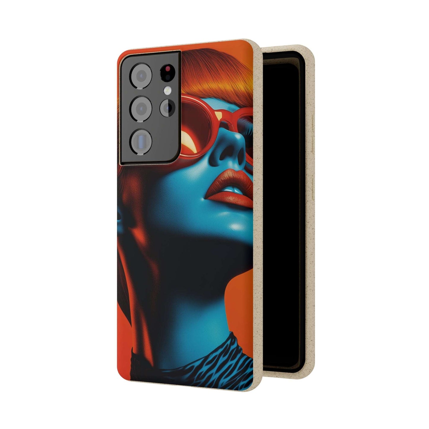 Kilkenny Modern Global Portrait phone case with a red-haired woman, biodegradable, zero-waste, and wireless charging compatible