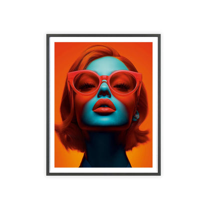  Colorful pop art portrait of a glamorous ginger-haired young woman, inspired by Paris' timeless elegance