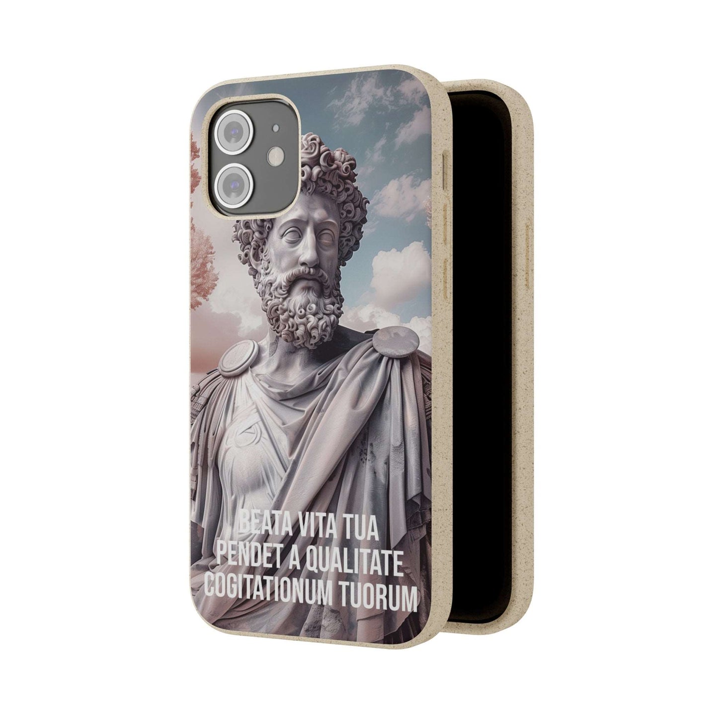 Eco-friendly Marcus Aurelius quote phone case made from bamboo fiber