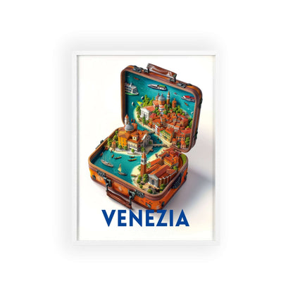 Venice in a Suitcase wall art, a chic travel poster for elegant home decor