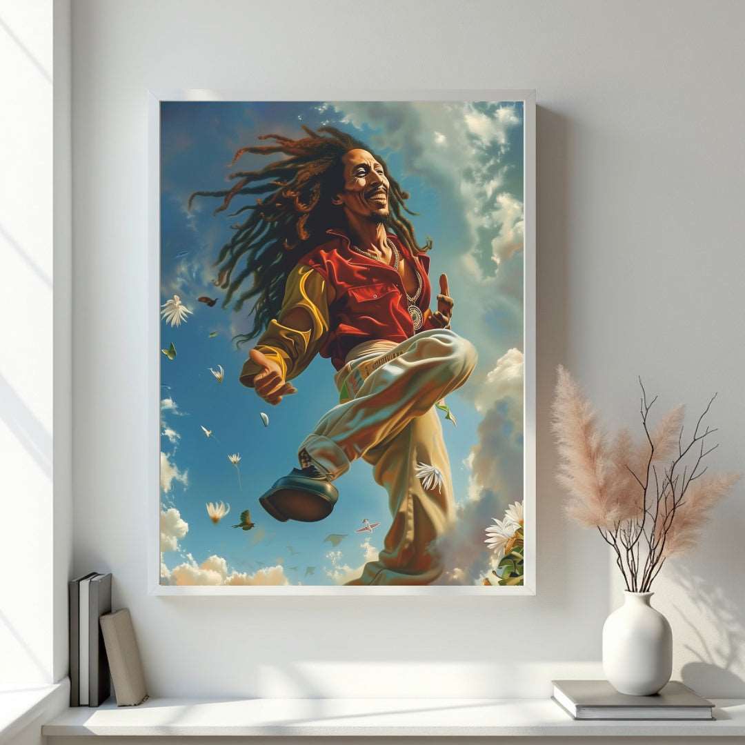 Bring the iconic Robert Nesta Marley to your walls with this vibrant pop art poster