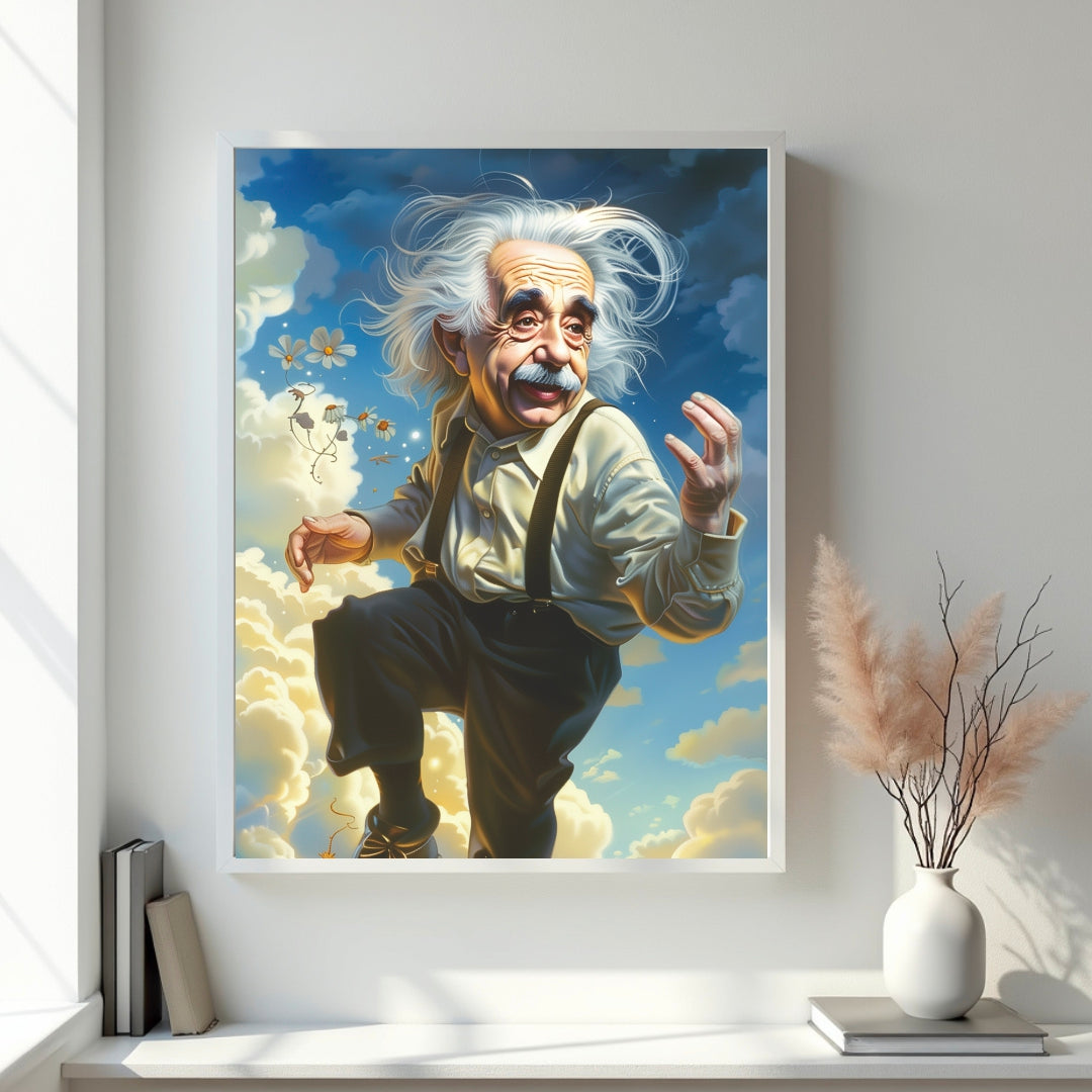 Featuring Einstein in a pop heroes style, this eye-catching wall art blends modern aesthetics with iconic imagery.